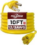 10 Ft Yellow Outdoor Extension Cord, 12 Gauge Heavy Duty Power Cord by PALARINE