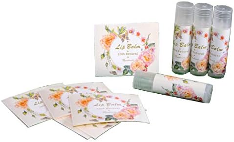 Homemade Skincare Products Adhesive Labels Stickers for Lip Balm Handcream Candle Container Tubes 20pcs (Lip Balm - Beige Floral) by ZZYBIA