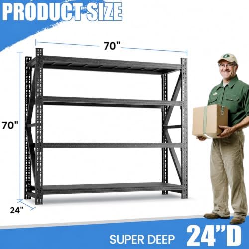 Metal Storage Shelves Heavy Duty, 4-Tier Garage Shelving Units - Image 3