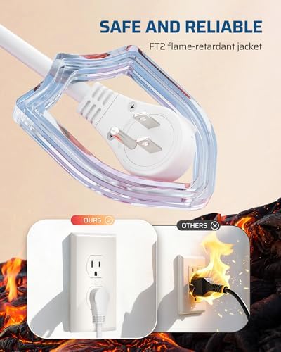 DEWENWILS 1FT 360° Rotating Flat Plug Extension Cord, 14/3 Gauge, 3 Pack - Image 3