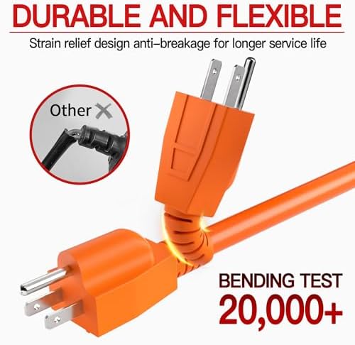 Skrizcable 16/3 50 FT Outdoor Extension Cord Waterproof, Orange Power Cord - Image 4