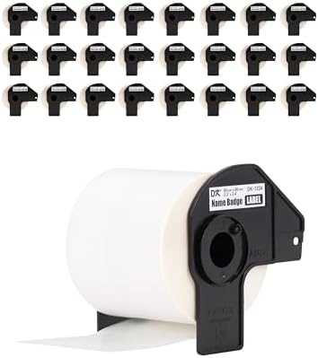Brother Genuine DK-123424PK Die-Cut Name Badge Paper Labels, 2.3" x 3.4" (60 mm x 86 mm) Adhesive White Paper Labels, 260 Labels per Roll, 24 Rolls per Box by Unknown