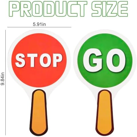 12 Pcs Stop and Go Signs Double Sided Handheld Sign Red Green Light Sign Waterproof Crossing Guard Road Signs for Kids Teaching Traffic Safety, 9.84 x 5.91 Inch(Round) - Image 2