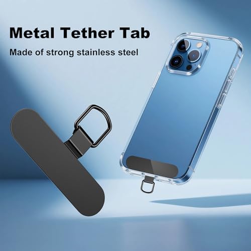 takyu Phone Lanyard, 2 Pack Adjustable CellPhone Lanyard Crossbody Neck Strap & 2 Pack Wrist Strap & 2 Pcs Metal Tether Tabs Compatible for iPhone Android Smartphones - Image 2