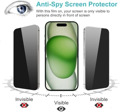 PEHAEL for iPhone 15 Plus Privacy Screen Protector+Camera Lens Protector - Image 4