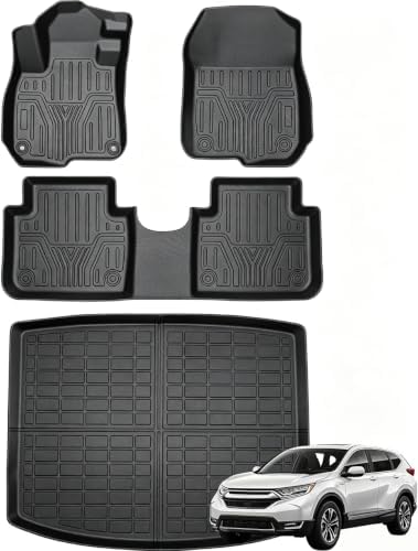 Joruoo-Floor Mats & Upper Cargo Liner for 2017-2022 Honda CRV, All-Weather Heavy Duty TPE Floor Liners Full Coverage Automotive for CR-V Accessories by JORUOOServeyouwellalltheway