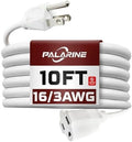 10 Ft White Outdoor Extension Cord, 16 Gauge Heavy Duty Power Cord by PALARINE