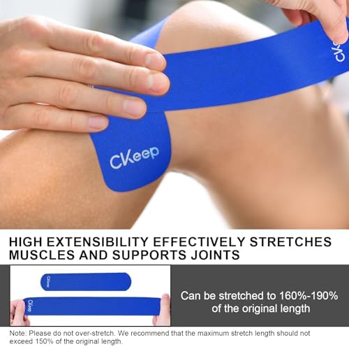 CKeep Kinesiology Tape precut Strips, 40 Count Elastic k Tape, Blue - Image 2