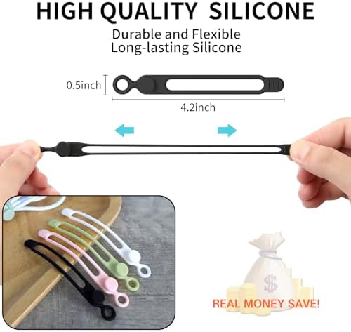 UMUST 35Pcs Silicone Cable Ties, Cable Management Cord Organizer 5Colors - Image 4