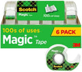 Scotch Magic Tape, Invisible, 6 Tape Rolls with Dispenders by Unknown