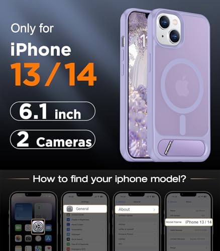 Temdan Magnetic Compatible with iPhone 14 Case/iPhone 13 Case,[Built-in Invisible Kickstand][Compatible with MagSafe][Military Grade Shockproof] Slim Translucent Matte Phone Case for iPhone 14/13 6.1" - Image 2
