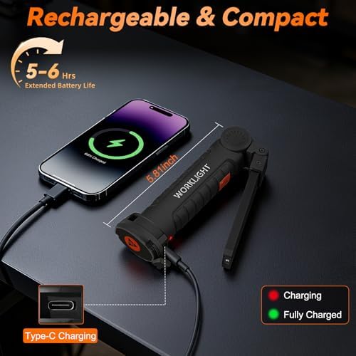 6Pack Magnetic Rechargeable LED Work Light/Flashlight for Mechanics - Image 3