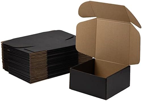 8x8x4 Inches Shipping Boxes Pack of 25, Packaging Corrugated Cardboard Mailer Boxes for Small Bussiness, Black by Sodissa