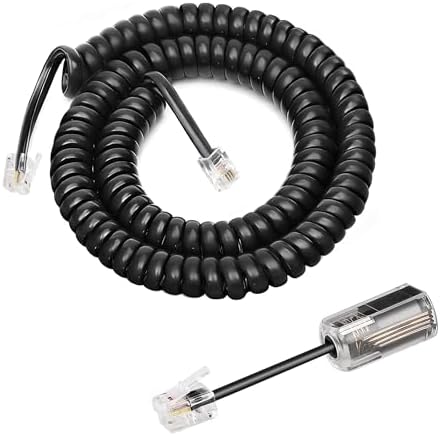Uvital 1 Pack Telephone Handset Cords with Detanglers, RJ9 4P4C, Black by Uvital