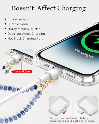 Marble Beaded Phone Wrist Strap for Women, Detachable Design - Image 4