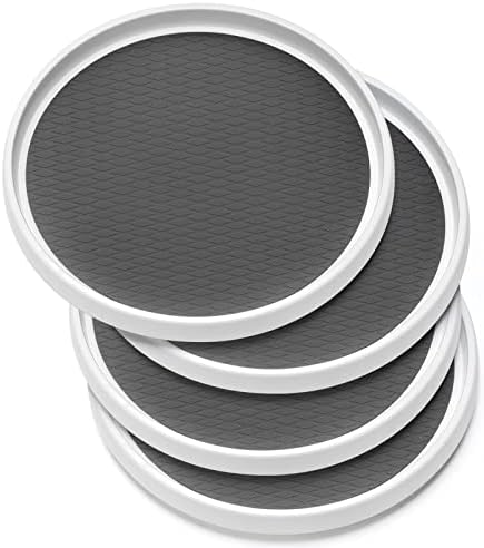 Set of 4, 10 Inch Non-Skid Lazy Susan Organizers - Turntable Rack for Cabinet, Pantry Organization and Storage, Kitchen, Fridge, Bathroom Makeup Vanity Countertop, Under Sink Organizing, Spice Rack by MakeLifeBetterEasier