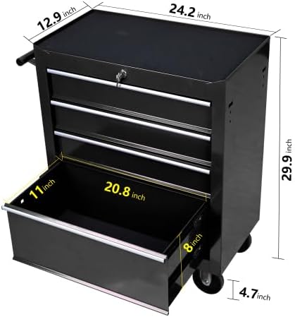 LuckyNote】Rolling Tool Chest, 4 Drawer Tool Box - Image 4