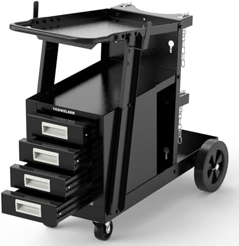 YESWELDER 2-Tier Welding Cart with 4 Drawers and Dual Cylinder Slots by YESWELDER
