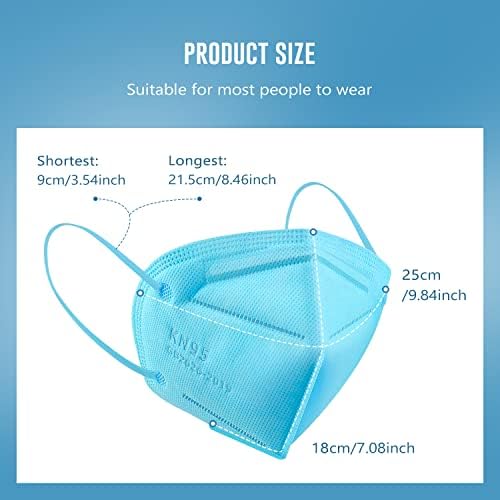 WWDOLL KN95 Face Mask 50 Pack, 5-Layers Breathable KN95 Masks, Blue - Image 5