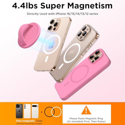 CCOFFKER Magnetic Phone Grip for MagSafe, Silicone Ring Grip,Tender Pink - Image 6