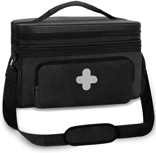 GDNasist Medicine Storage Bag, Medical Bag Pill Bottle Organizer for Emergency, Medicine Box Empty with Small Portable Pouch, First Aid Box for Travel and Home Storage by GDNasist