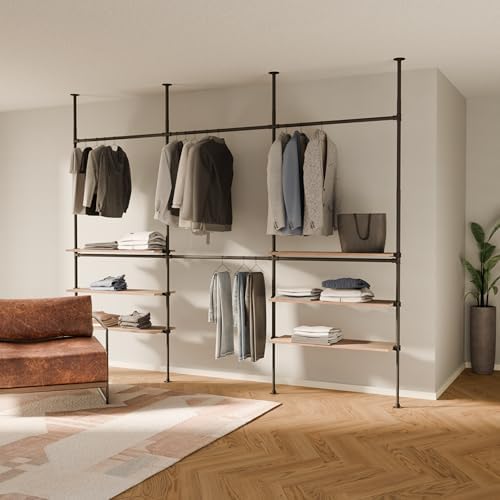 pamo Adjustable Clothes Rack with Shelves 117" W x 86"-118" H by pamo