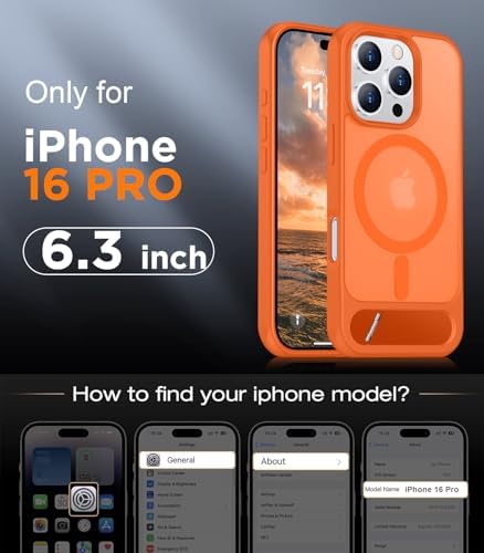 Temdan Magnetic Compatible with iPhone 16 Pro Case, [Built-in Invisible Kickstand][Compatible with MagSafe][Military Grade Shockproof] Slim Translucent Matte Phone Case for iPhone 16 Pro 6.3" - Image 2
