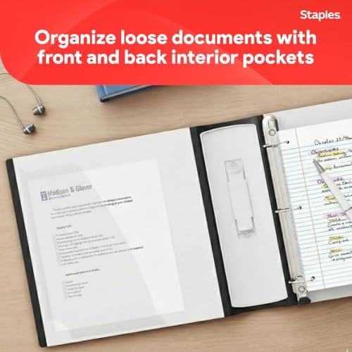 Staples Heavy-Duty 3-Inch D-Ring Binder, White, Holds 600 Sheets - Image 5
