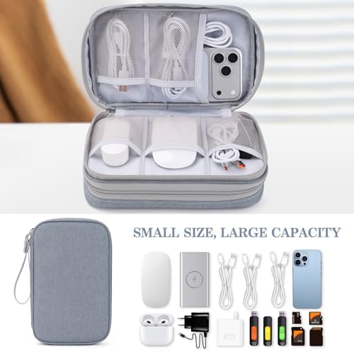 FYY Electronic Organizer, Travel Tech Pouch Bag, Large, Light Grey - Image 6