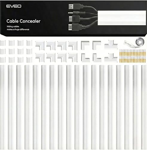 Cord Covers for Wires on Wall - 300in Cable Management Cable Hider - Cord Hiders for TV On Wall - Paintable Cable Concealer - Wire Covers for Cords - 20X (L16 x W1.1 x H0.55) - Large | White by EVEO