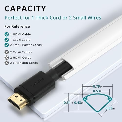 ZhiYo 85in Corner Cable Hider for 1 Cord, Hide Wires on Wall Corner, White - Image 2