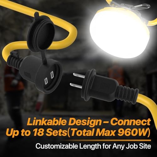 100FT LED Construction String Lights: Linkable 5000K 120V 10-Head - Image 3