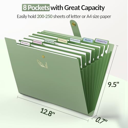 Sooez 8 Pocket Accordion File Organizer, Pastels Expanding File Folder - Image 4