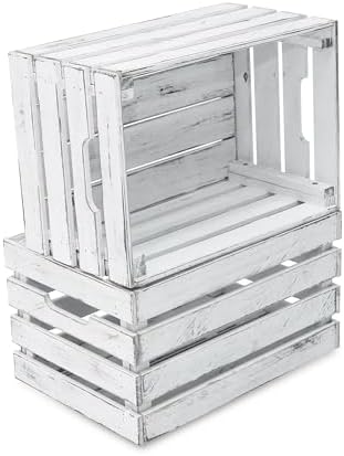 White Wooden Crates are Suitable for Storage, Milk Crates, Wine Crates, Festival Decorations, Camping, and Other Multi-Purpose. They are Sturdy and Durable, set of 2 Length of 17.7 inches. - Image 3