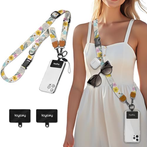 Icycay Phone Lanyard Crossbody Strap Neck Adjustable Teacher Women Flower by Icycay