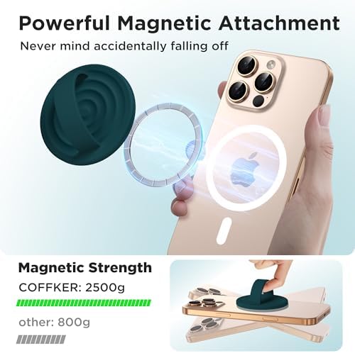 Magnetic Phone Grip for MagSafe, Silicone Ring Grip, Dark Green - Image 3