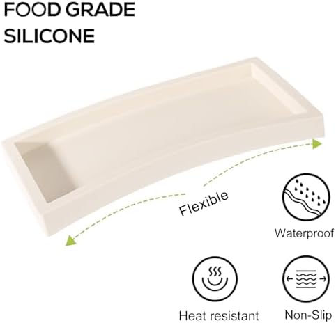 Silicone Bathroom Vanity Tray Dish Soap Holder Sink Organizer, Beige - Image 3