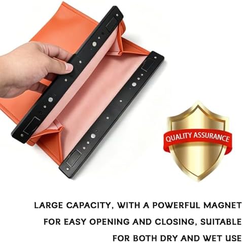 Leather Car Trash Can with Magnetic Closure, Leak-Proof Waterproof Hanging Car Trash Bin with Disposable Bags, Odor-Lock Garbage Can Organizer for Backseat, Console, Door, SUVs, Trucks (Orange) - Image 3