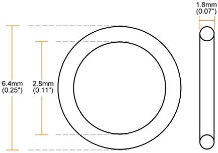 uxcell Nitrile Rubber O-Rings 6.4mm OD 2.8mm ID 1.8mm Width, Metric Nitrile Rubber Sealing Gasket, Pack of 10 - Image 3