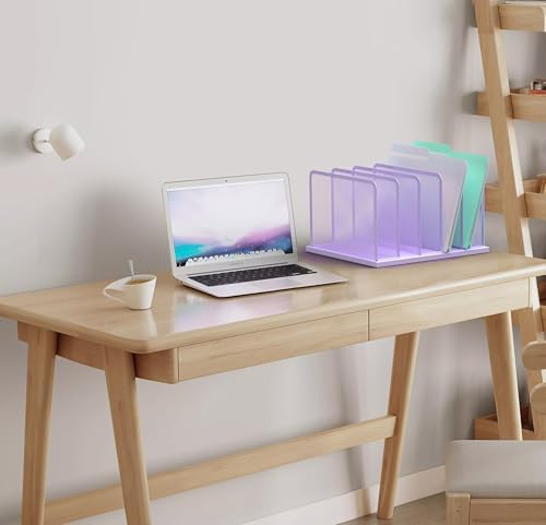Kuntine.B 5-Section Upright Desk File Organizer Purple 1 Pack - Image 7