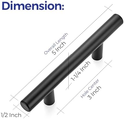 Ravinte Cabinet Handles,5" Length,3" Hole Center,Matte Black,50 Pack - Image 3