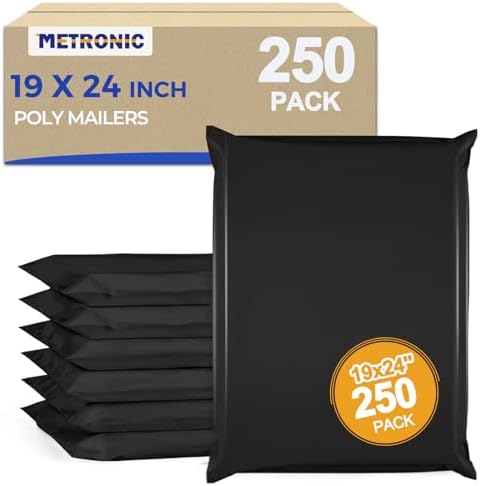 Metronic Poly Mailers 19x24 250PC Large Shipping Bags for Business Black by METRONIC