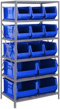 Quantum Storage Systems Wire Shelving Unit W/13 Blue Bins by QuantumStorageSystems