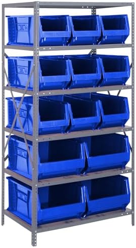 Quantum Storage Systems Wire Shelving Unit W/13 Blue Bins by QuantumStorageSystems