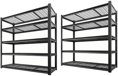5-Tier Heavy Duty Garage Shelving, 5,000 lbs Capacity Adjustable Metal Storage Shelving Unit for Garage, Basement, Warehouse & Workshop, 55" W x 24" D x 84" H by LIJIUHOME
