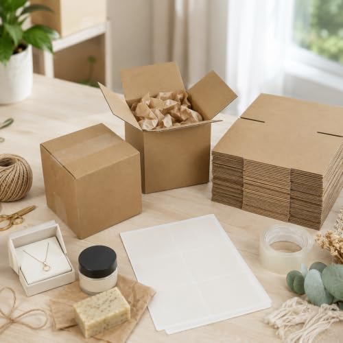 5x5x5 Inches Shipping Boxes Set of 40, Brown Corrugated Cardboard Box Literature Mailer for Packing Small Business - Image 4