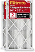 Filtrete 20x36x1 AC Furnace Air Filter, MERV 11, MPR 1000, Micro Allergen Defense, 3-Month Pleated 1-Inch Electrostatic Air Cleaning Filter, 2 Pack (Actual Size 19.81x 35.81x0.81 in) by Filtrete