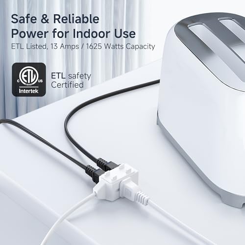 [ETL Listed] Cable Matters 2-Pack 2 Prong 3-Outlet Extension Cord, 15ft - Image 4