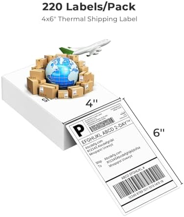 Nelko 4x6 Thermal Labels Fanfold, 220 Shipping Labels for Label Printer - Image 3