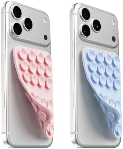 (2 Pack) Double Sided Suction Cup Phone Mount, Light Pink & Light Blue by Mnyatr